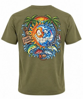 Gone Fishing Tropical Fish Graphic T-Shirt