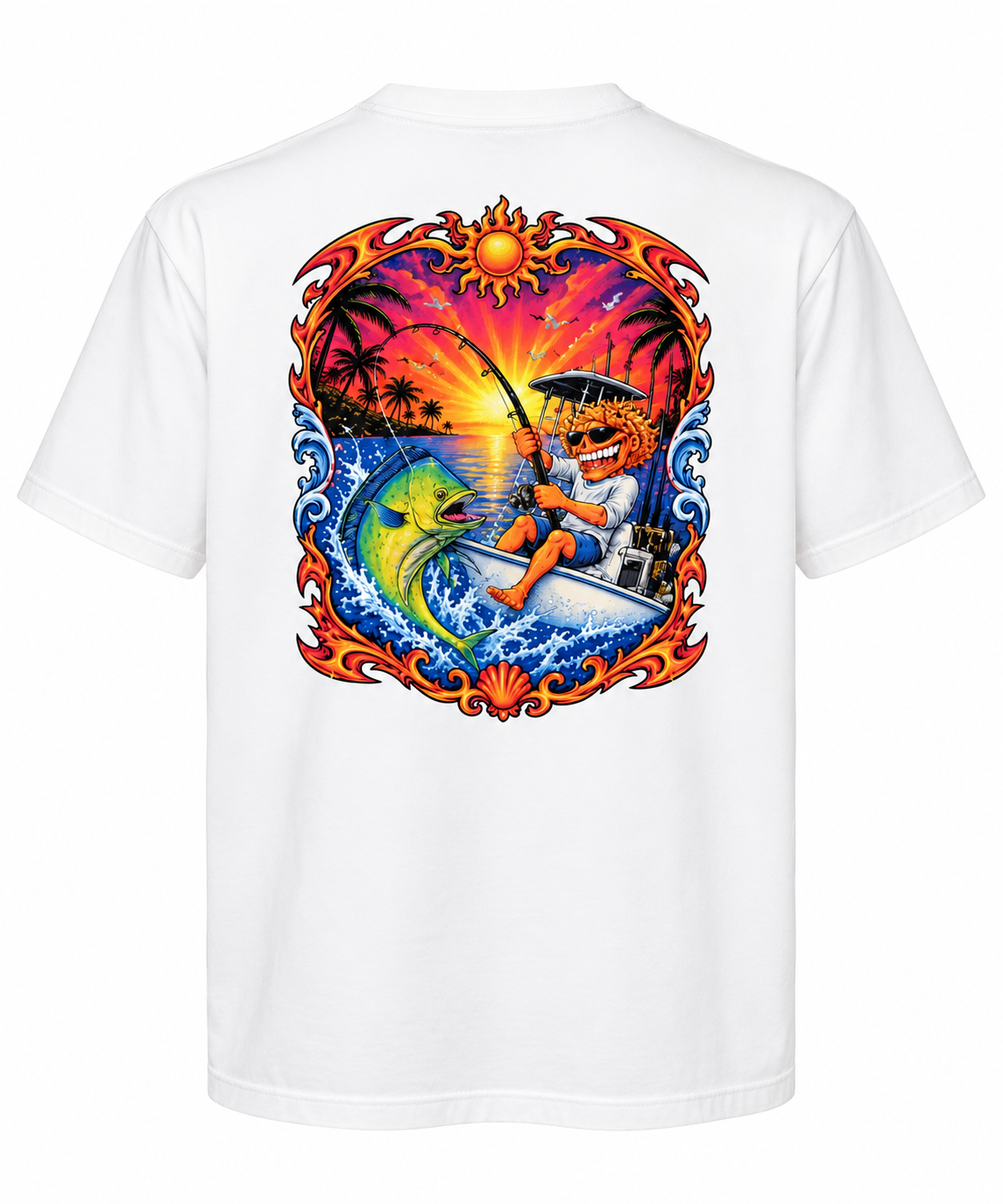 Sunset Mahi Fishing Graphic T-Shirt