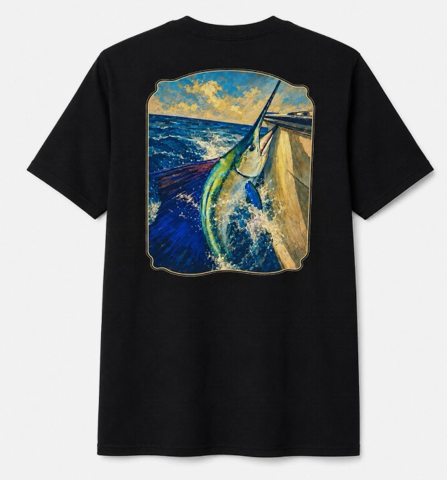 Marlin Offshore Fishing Graphic Tee – Vintage Ocean T-Shirt