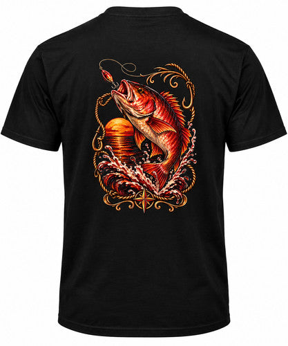 Sunset Snapper Fishing Graphic T-Shirt
